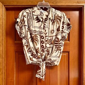 Rose & Olive Tropical Print Button Down Shirt